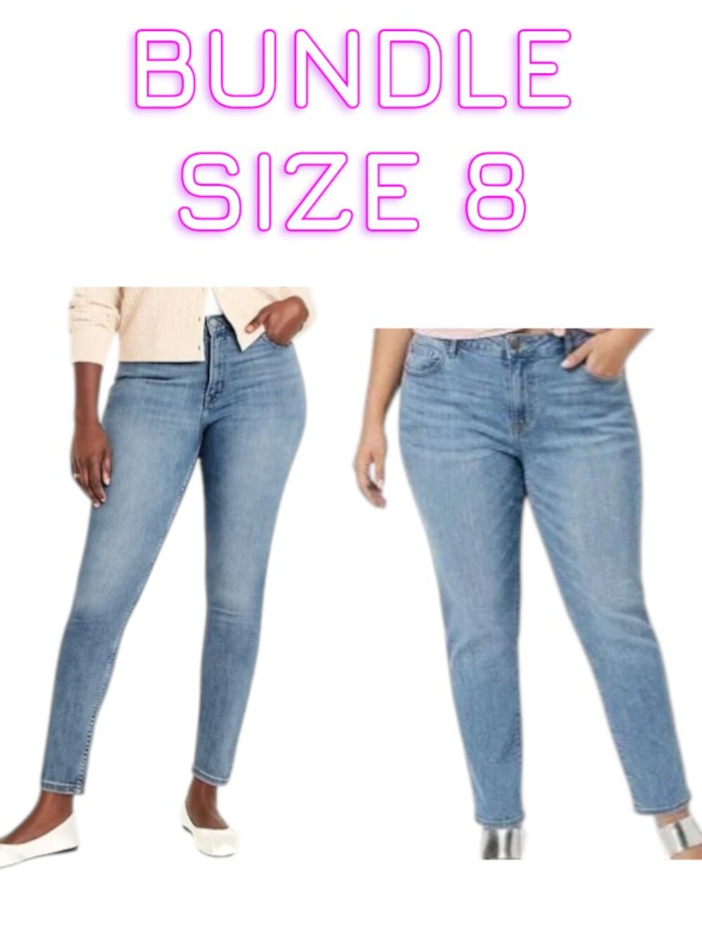 🔥🔥Old Navy Rockstar + Loft Jeans Bundle Size 8 Light Wash Denim